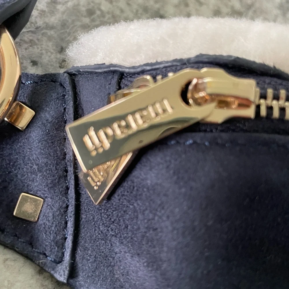 Maradji Hobo Fanny pack/crossbody suede leather navy blue bag with dust bag NWT